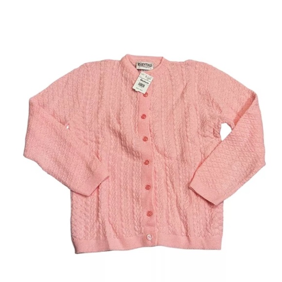Vtg NWT Worthington ESSENTIALS Orlon Acrylic Pink Knit Button Up Cardigan M - Picture 1 of 7